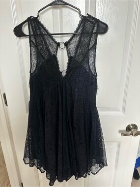 Free People Black Crochet Lace Tunic